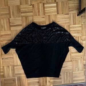 TOV Holy Black Sequin Short Sleeve Sweater 🖤✨